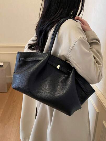 1 件高端时尚饺子形腋下大容量单肩包单肩托特包日常通勤手提包简约复古手提包手提包皮带扣女包适合女孩、女士、大学生、办公室职员，非常适合工作、商务、通勤、上学