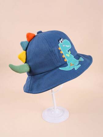 1 件儿童可爱卡通恐龙设计渔夫帽，防晒户外玩耍和上学，适合 1-3 岁男孩和女孩，春夏秋季