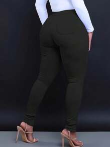 Vibrant Pastel Skinny Jeans - High-Rise, Zipper Button Closure, Soft Stretch Denim, Comfortable Fit, Women's Fashionable Denim Pants & Clothing For Everyday Wear(The Size Is Slightly Small; It Is Recommended To Order One Size Up.) - 黑 - 查看 4