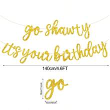 Happy Birthday Decorations, Go Shawty It's Your Birthday Banner, Hip-Hop Themed Flashing Happy Birthday Pull Flag, Suitable For Men And Women Birthday Party Supplies, Holiday Party Decoration Banners, Wedding Decorations, Spring Outdoor Decorations