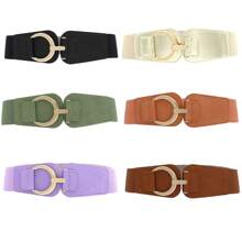 1pc Women Fashion Belts Gold Buckle Belt For Women Dresses Wide Elastic Stretchy Thick Belts Cinch Retro Women's Belts Western Accessories Autumn Winter Christmas Gifts - A - View 10