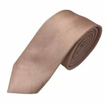 Premium Solid Plain Striped Slim Twill Tie - Dusty Pink - View 2