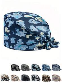 1 pieza Gorra de trabajo para mujer de poliéster con estampado geométrico, apta para médicos, enfermeras o trabajos de limpieza, práctica, antibacteriana y antipolvo, adecuada para primavera, verano, otoño e invierno