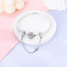 1 pieza Dije de color plateado exquisito con circonita, diseños de palmas, ojos, sol, luna, colibrí, mariposa, infinito, lazo y nudo, cierre de silicona seguro con cadena, adecuado para hacer pulseras, collares y dijes de joyería DIY para mujer y niña como accesorio diario