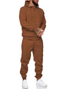 Sweatsuits For Men 2 Piece Sets Men's Tracksuit Set Leisure Suits Sweat Jackets Athletic Jogging Suits Casual Outfits - Cà phê nâu - Xem 3