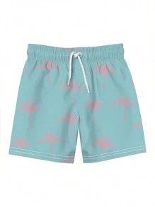 Pantaloncini da uomo con stampa 3D di palme rosa