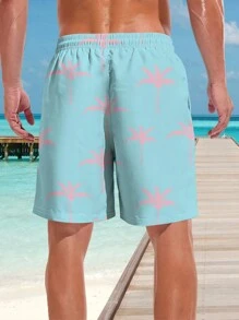 Pantaloncini da uomo con stampa 3D di palme rosa