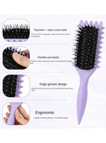 1 pieza Cepillo desenredante para cabello rizado, cepillo de paleta para mujeres con cabello natural y texturizado, cepillo de pelo liviano para cabello húmedo y seco, cepillo desenredante con cerdas flexibles, perfecto para cabello largo, grueso, rizado y ondulado, experiencia de desenredo sin dolor, apto para todos los tipos de cabello. Día de la Madre, Regalo para mi madre