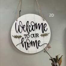 Rustic Wooden Welcome Sign - Farmhouse Holiday Wall Decor, Suitable For Home, Garden, Bar, Office - Indoor & Outdoor Use, Random Hole Style - Multicolor - View 4