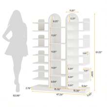 LITTLE TREE 13-Tier Shoe Rack, Freestanding Tall White Shoe Shelf, Modern White Shoe Organizer Shoe Storage Cabinet For Entryway Living Room - trắng - Xem 9