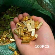 100 件迷你减压装饰金条块，合金材料，微型世界金块，派对魔术道具 - 彩色 - 查看 15