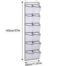 1pc Narrow Door Shoe Storage Bag With 12 Large Net Pockets, For Wardrobe Storage And Organization, Available In Grey, Black, White