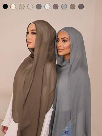 1件装女士纯色小号粘胶纤维头巾，穆斯林柔软宽边头带，可作阿巴雅长袍、面纱、多功能防晒围巾、头巾，适合日常穿着。