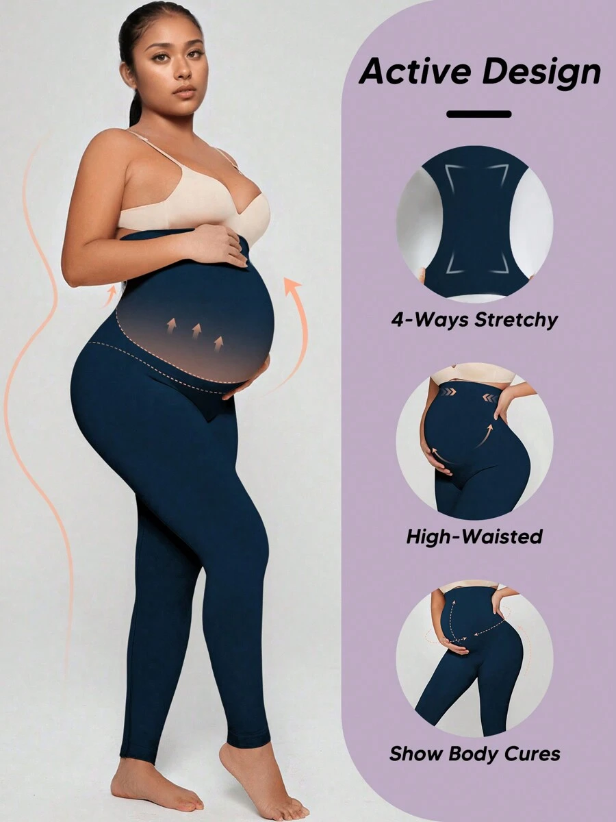 Maternity High Waist Compression Leggings - Soft Stretch Pregnancy Support Pants For Women - Multicolor - View 1