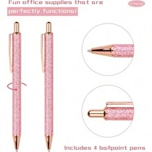 1 pieza/5 piezas/8 piezas Bolígrafos de bola con purpurina, bolígrafos metálicos brillantes y brillantes, bolígrafos retráctiles con purpurina linda de 1.0 mm de tinta negra de punta fina, regalo de escritura, diario, útiles escolares - Multicolor - Ver 8
