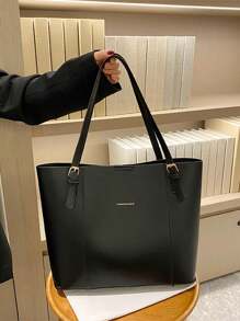Fashion Solid Color Large Capacity Shoulder Tote Bag