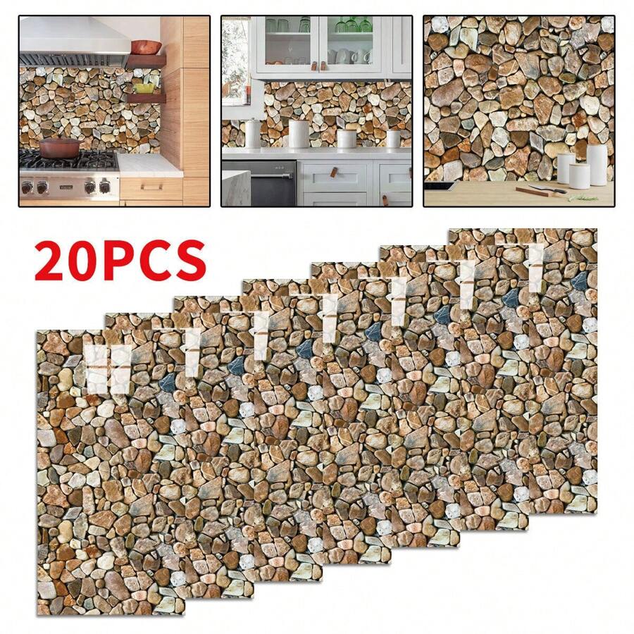20PCS Self-Adhesive Black Marble PVC Cladding Wall Panels For Kitchen Bathroom Carnival Home Sticker - Marrón - Ver 1