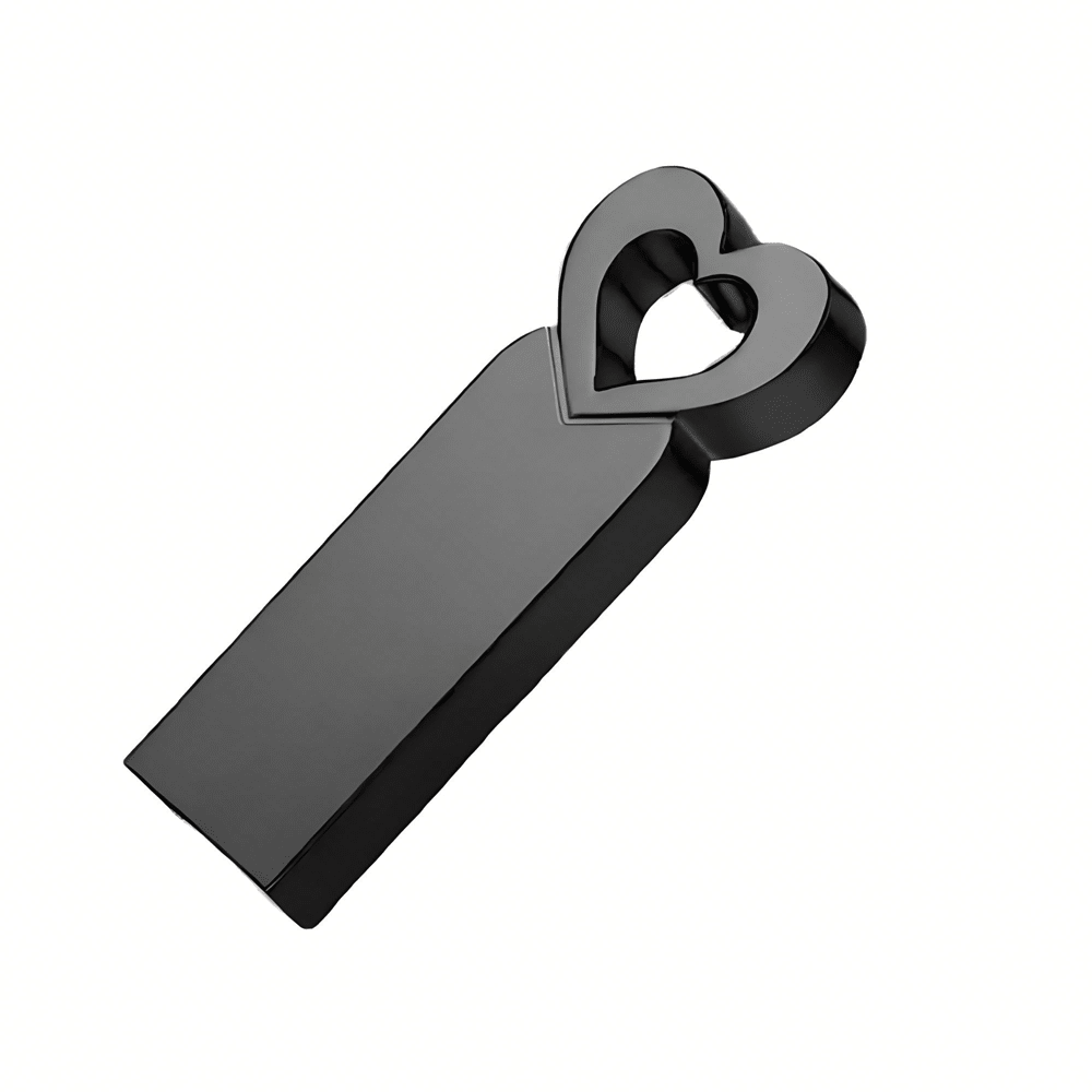 BIYETIMI Mini unidad flash USB de metal en forma de corazón de 64 GB, unidad flash USB portátil de color rosa de 32 GB, memoria USB de alta velocidad de 128 GB, memoria USB negra resistente al agua
