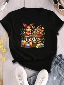 Easter Day T-Shirt Crew Neck Short-Sleeved Fashionable Comfortable Shirt Plus Size Suitable For Outdoor Fitness Daily Commuting Perfect For Spring Summer