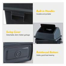 18 Gallon Large Swing Lid Trash Can, 4 Pack Plastic Garbage Can, Grey