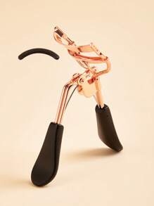 1pc Rose Gold & Black Handle Eyelash Curler, Practical Beauty Tool,Makeup,Cheap,Room Decor,Vanity,Travel,Bedroom,Makeup Accessories,Eyelash Curler