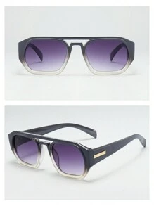 1pc Men's Retro Double Bridge Frame High-Quality Luxury Minimalist Fashion Glasses (Suitable For Driving, Travel, Casual, Outdoor Sports, Daily Use) For Summer Beach Vacation,Outdoor,Travel