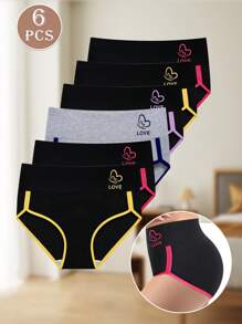 6pcs/Pack Women Plus Size Triangle Panty, Fashion Color Block Design, Soft & Breathable - Multicolor - View 4