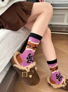 2 paires de chaussettes d'équipe, motif animal mignon chat. Chaussettes douces et mignonnes pour dormir ou la maison, adaptées pour toutes les saisons