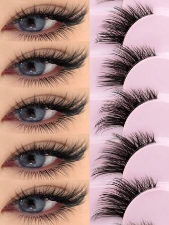 GROINNEYA 10 Pairs Half Lashes Clear Band Eyelashes Cat Eye False Eyelashes Short Soft 3d Faux Mink Eyelashes Soft Natural Makeup(10B-2)