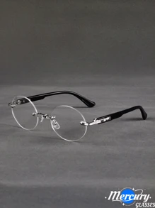 1 Pair Retro Wooden Pattern High-End Stylish Non-Prescription Glasses, Unisex Casual Commuter Decorative Eyewear