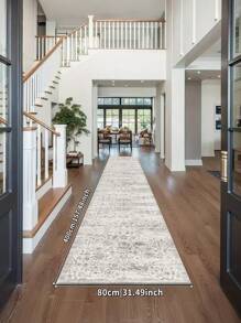 1 件灰色欧洲复古波西米亚风格水晶天鹅绒地毯，850g/M²，厚 0.8cm，矩形，防滑可洗，装饰地毯，适用于客厅、厨房、餐厅、办公室、所有季节