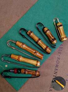 1pc Bamboo Style Safety Pin Brooch For Sweaters, Scarves, Shawls - Golden Color - Large Vintage Feather Pin Clasp - Sewing Accessories Travel Essentials Travel Accessories Travel Must Haves - Multicolor - View 2