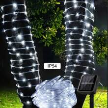 1 pieza Luces de cadena LED alimentadas por energía solar, 50/100/200 LED, luces de cuerda para exteriores, blanco cálido/blanco colorido, 8 modos de iluminación, decoración festiva DIY para Navidad/Halloween, jardín, cama elástica, árbol de Navidad, carpa de camping, voltaje máximo de 36V, sin batería, batería solar de níquel, no extraíble - Blanco cálido - Ver 5