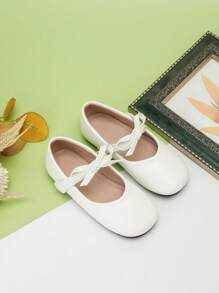 Girls Cute Bow Decor Princess Style Flat Shoes, Suitable For Children's Performance And Dance - White - View 9