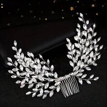 1PC Luxury Crystal Leaf Headband Handmade Party Hairpin For Women Bridal Wedding Hair Accessories Jewelry Hair Comb Headband Gifts - Multicolor - View 8