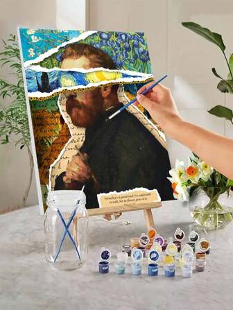 1 Set Kit de pintura acrílica DIY con el tema de Van Gogh y su arte, pintura al óleo cuidadosamente elaborada para expresar tu personalidad y liberar tu creatividad, sin necesidad de experiencia previa en pintura, decora tu espacio, alivia el estrés y siente el poder del arte. 40*50CM