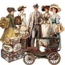 JAI IMAN 81-102pcs Art Paper Sticker Set Circus And Middle Ages Theme With Adventures,Tourist, Clown, Circus Tent Patterns, Suitble For Holiday Decor, Scrapbooking, Gifts, For Bottle Decoration, Greeting Card, Postcard Decorations, Album Decor.