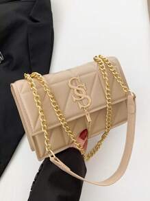 Fashion Versatile Textured Chain Strap Crossbody Bag