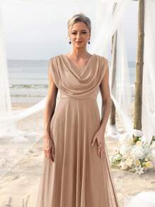 Draped Neckline Elegance Dress For Spring/Summer For Seaside Bachelorette Party, Beachfront Bridal, Garden Gala, Luxury Dinner Date, Honeymoon Retreat Outfit