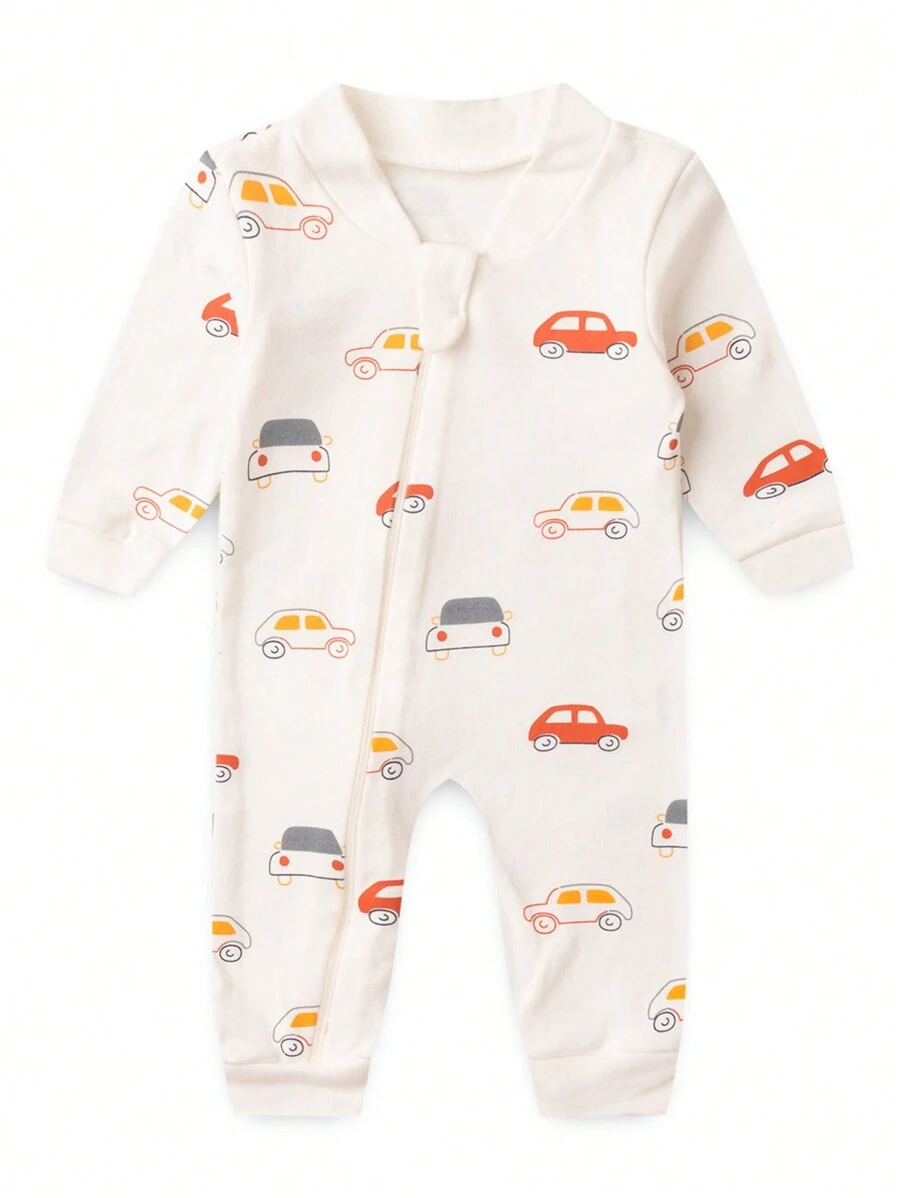 BEBE FOFUXO Baby Jumpsuit Without Feet With Zipper Suede Print (NB/S/M/L/1) - Đỏ và trắng - Xem 1