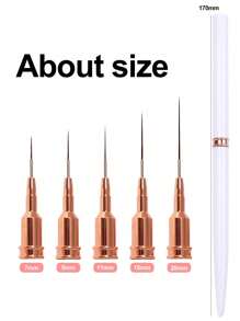 专业美甲细节勾线笔套装，5支小号指甲油设计技巧细线笔，7/9/11/15/20mm 短笔身长度美甲绘图笔 - 白色 - 查看 7