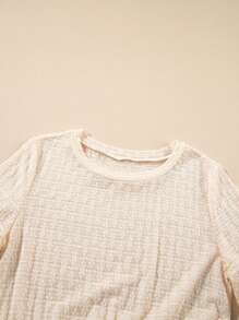 Fiyote Camicetta beige a maniche corte con ruches e texture monocolore - Beige - Visualizzare 6