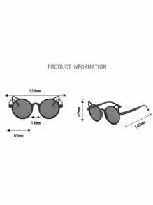 1/2pcs Children's Sun Hat, Girls' New Summer Straw Hat, Baby Travel Sun Protection Beach Hat, Fresh Bucket Hat, Cute European And American Cat Eye Glasses, Children's Fashionable Glasses - White - View 11