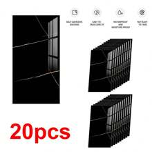20PCS Self-Adhesive Black Marble PVC Cladding Wall Panels For Kitchen Bathroom Carnival Home Sticker - 彩色 - 查看 2