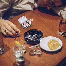 Compact Stainless Steel Ashtray With Lid - Portable, Durable Car, Office & Outdoor Use