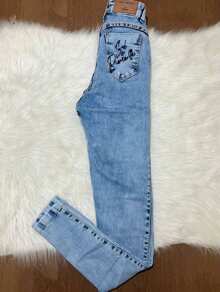 Salt And Pepper Premium Destroyed Embroidered Jeans - Light Wash - View 4