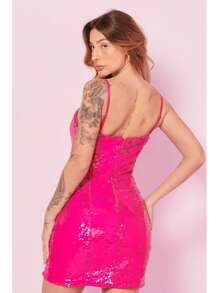 PLANET GIRLS Vestido rosa médio com lantejoulas, Carnaval - Pink - Visão 2