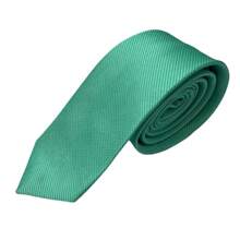 Premium Solid Plain Striped Slim Twill Tie - Mint Green - View 2