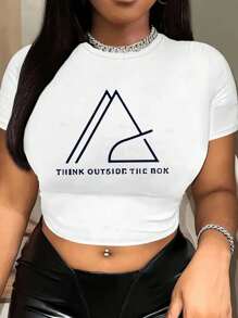 Graphic Printed Short T-Shirt, Y2K Spring And Summer Short-Sleeved Crop Top, Women's Top
