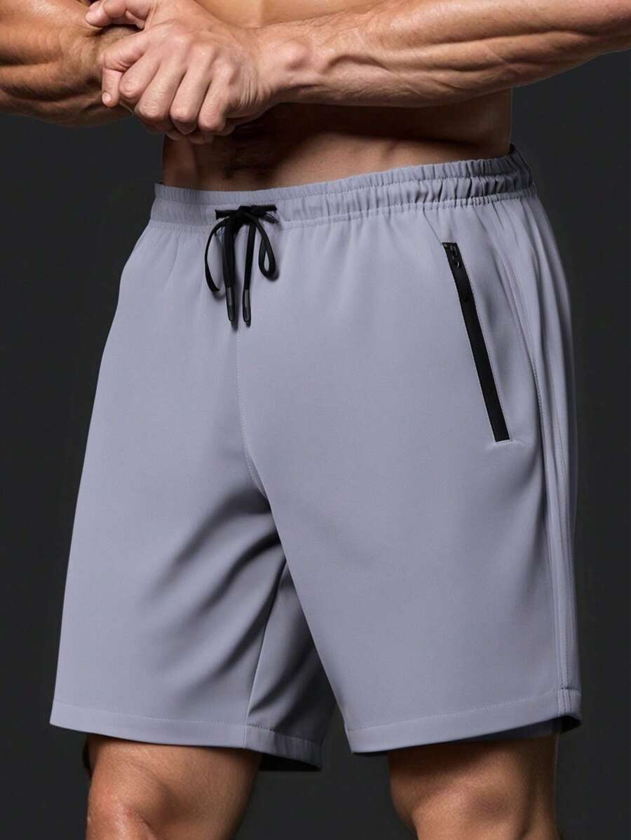 1pc Men's New Quick-Dry Ice Silk Outdoor Sports Shorts, Casual Summer Shorts - Grey - View 1
